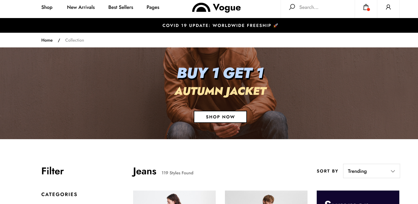 Mẫu website bán quần áo 1