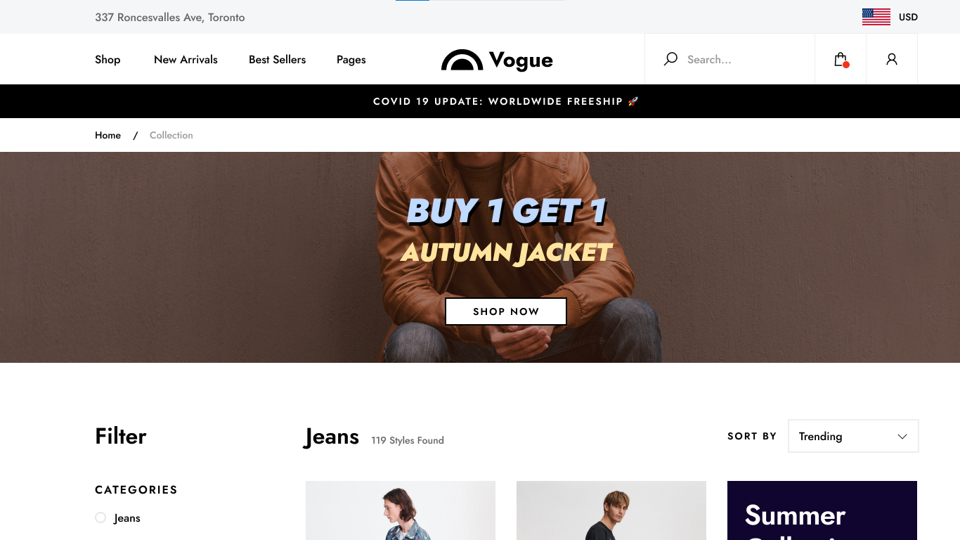 Mẫu website bán quần áo